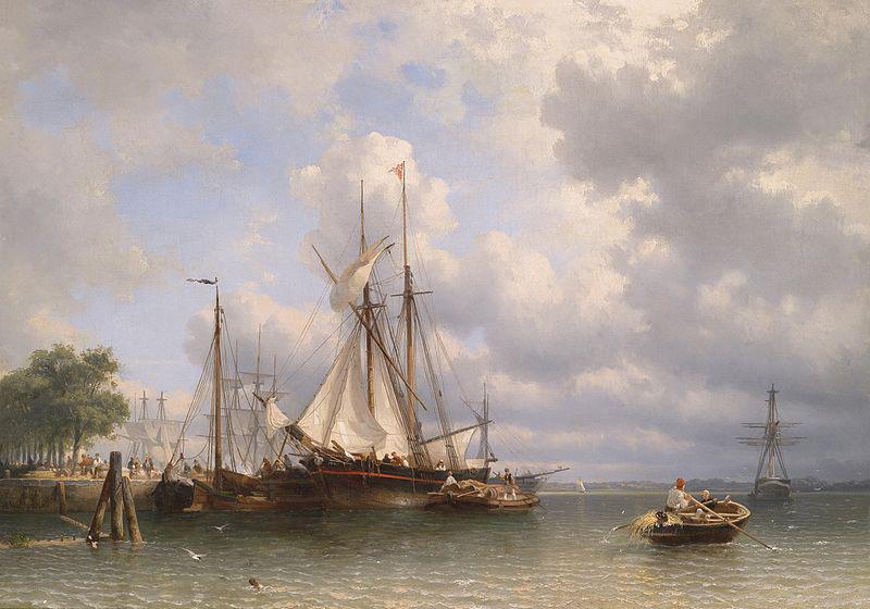 Antonie Waldorp Sailing ships in the harbor oil painting image
